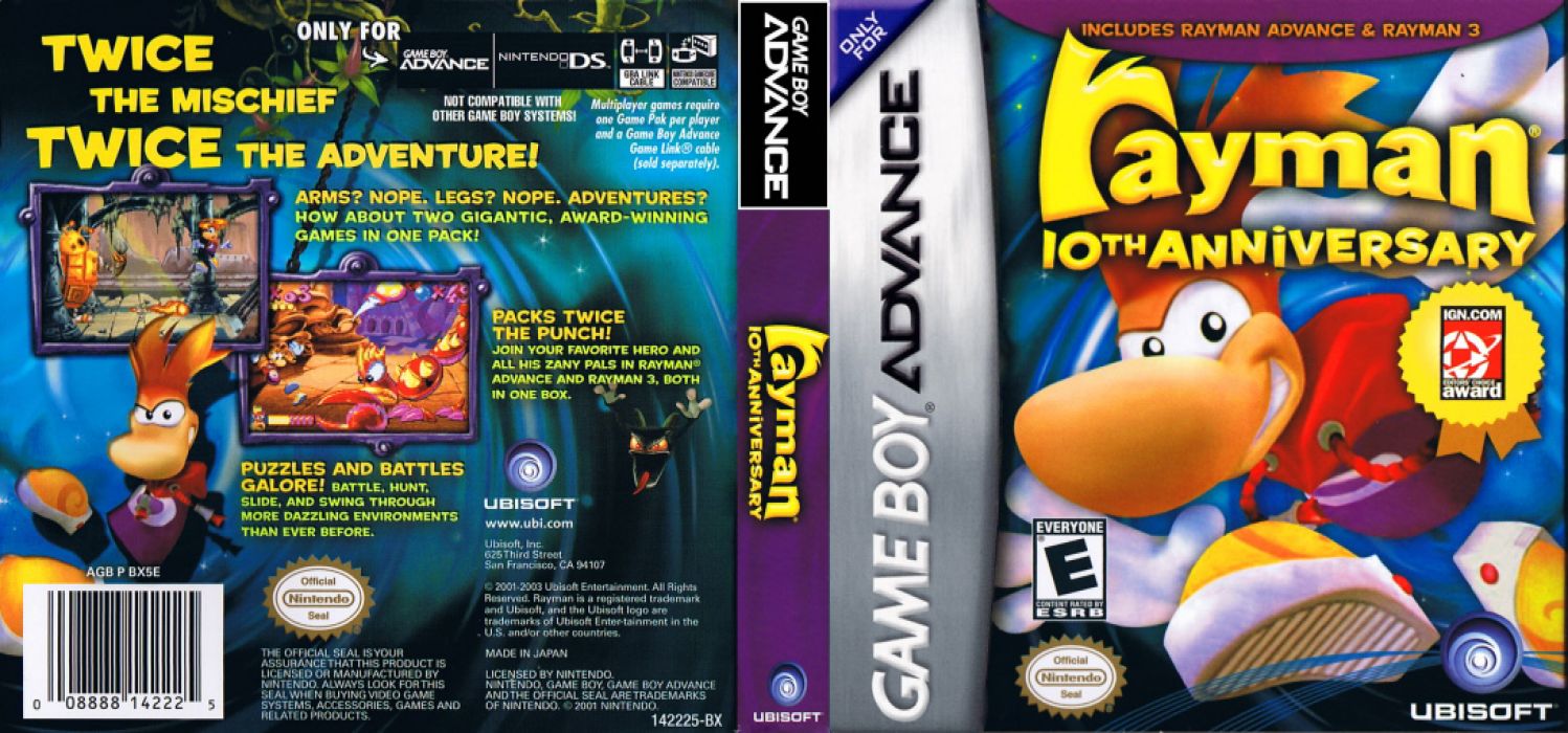 Rayman : 10th Anniversary [US] gba 2006 Box Art