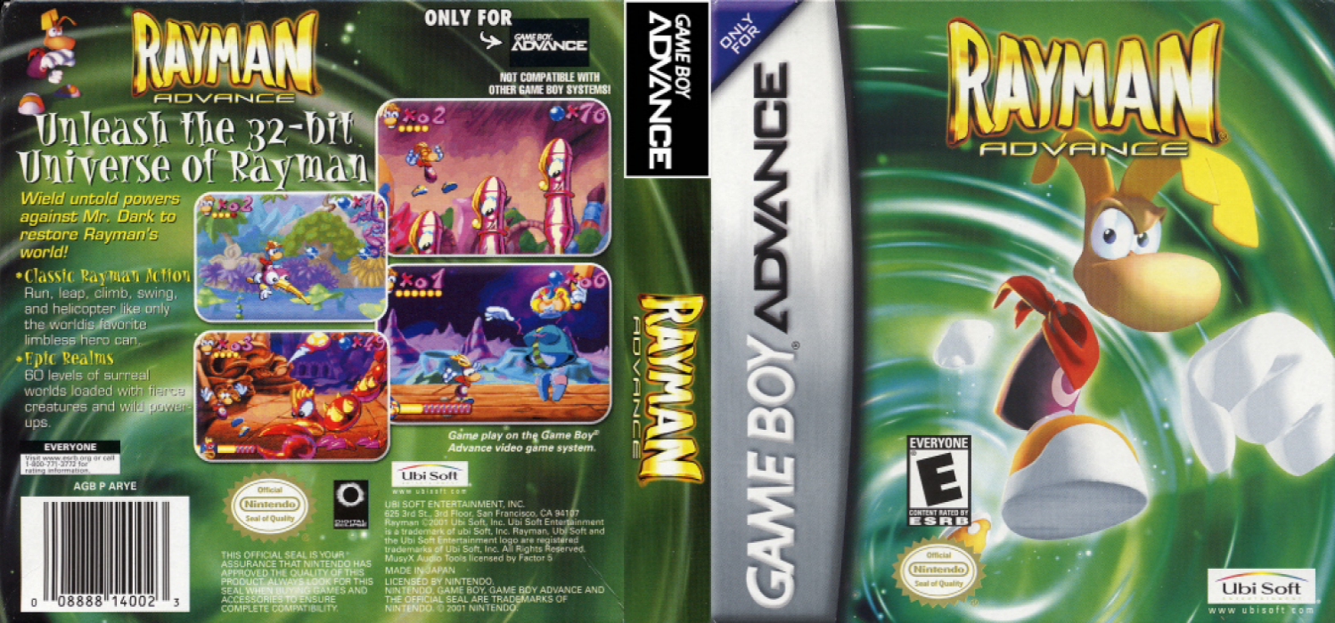 Rayman Advance [US] gba 2001 Box Art