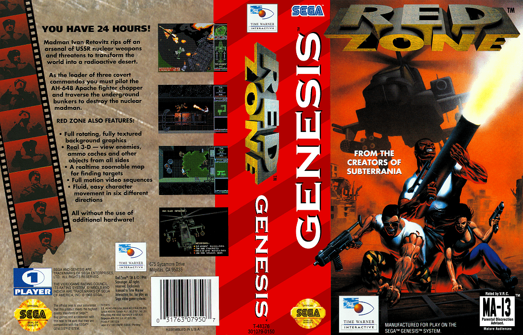Red Zone [US,EU] segaMD 1994 Box Art
