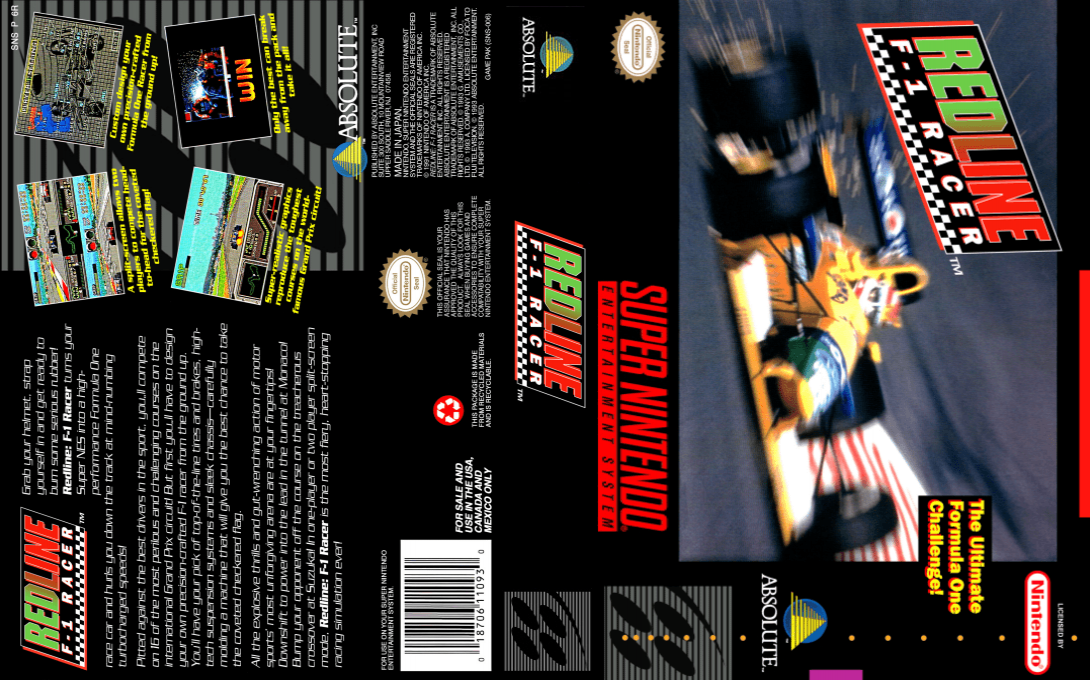 Redline F-1 Racer [US] snes 1993 Box Art