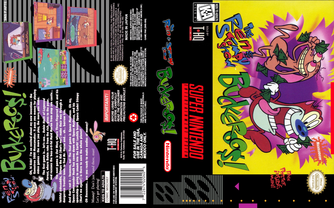 The Ren & Stimpy Show : Buckeroo$! [US] snes 1995 Box Art
