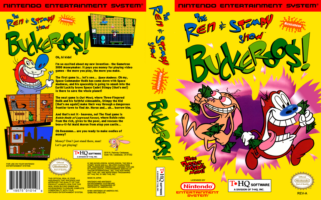 The Ren & Stimpy Show : Buckeroo$! [US] nes 1993 Box Art