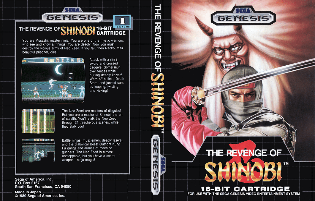 The Revenge of Shinobi [US,EU] segaMD 1989 Box Art