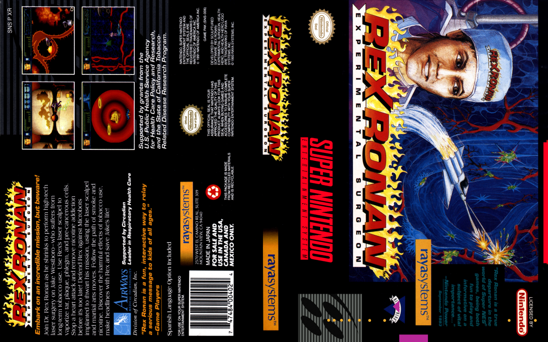 Rex Ronan : Experimental Surgeon [US] snes 1994 Box Art