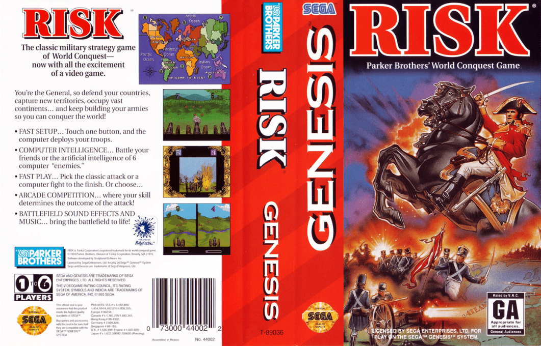 Risk [US] segaMD 1994 Box Art