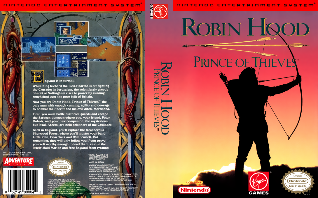 Robin Hood : Prince Of Thieves [US] nes 1991 Box Art