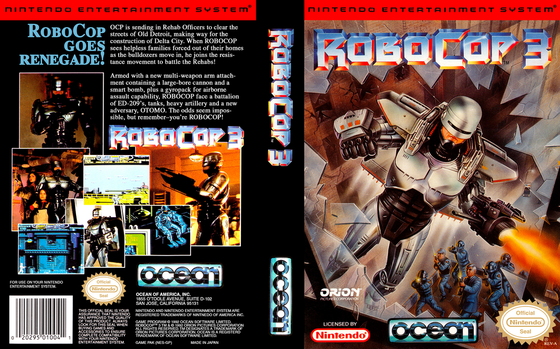 RoboCop 3 [US] nes 1992 Box Art