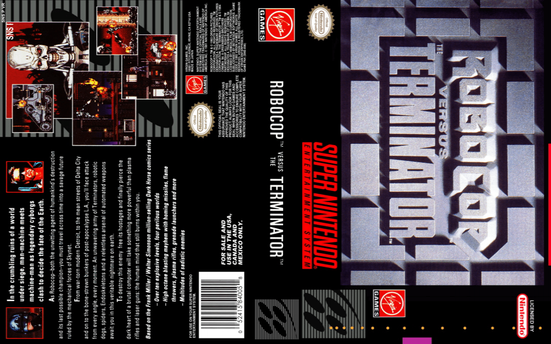 RoboCop versus The Terminator [US] snes 1993 Box Art
