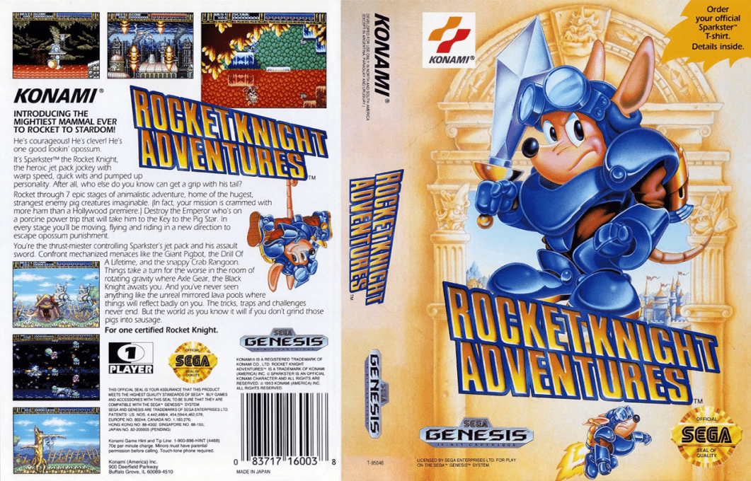Rocket Knight Adventures [US] segaMD 1993 Box Art