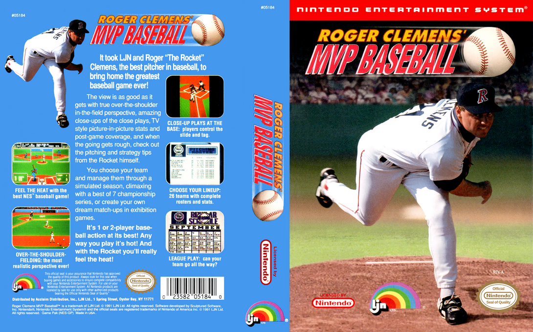 Roger Clemens’ MVP Baseball [US] nes 1991 Box Art