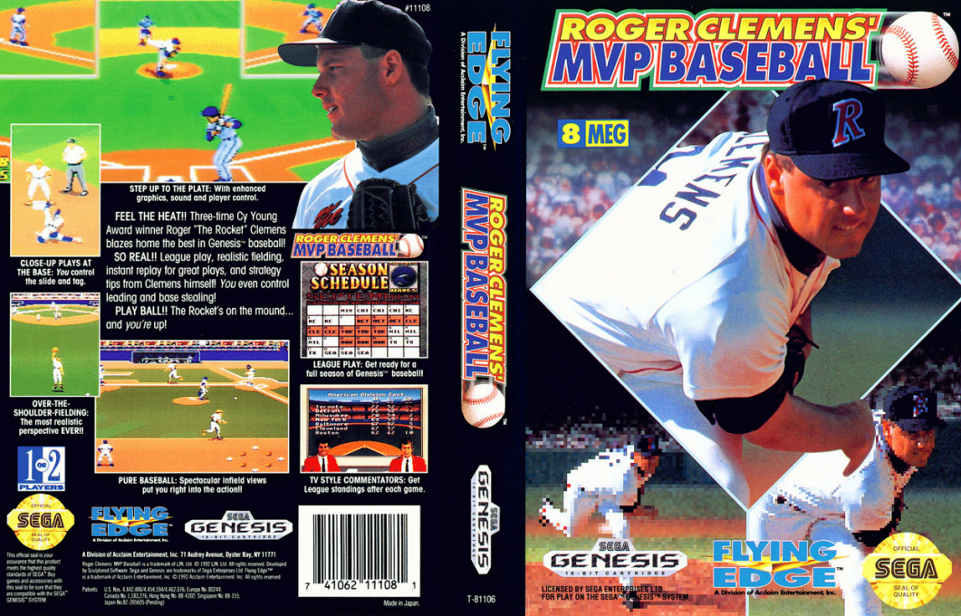 Roger Clemens’ MVP Baseball [US] segaMD 1992 Box Art