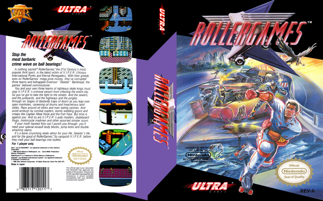 Rollergames [US] nes 1990 Box Art