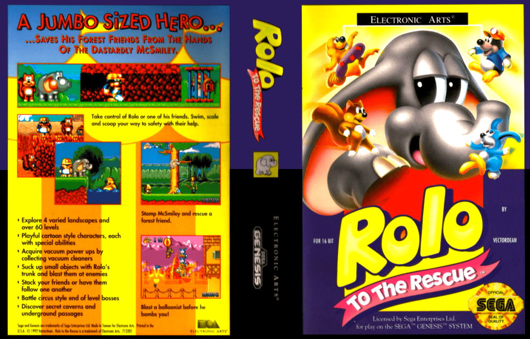 Rolo to the Rescue [US,EU] segaMD 1992 Box Art