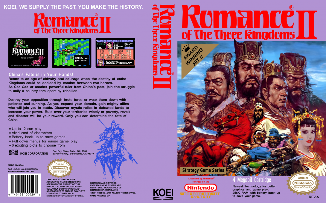 Romance of the Three Kingdoms II [US] nes 1991 Box Art