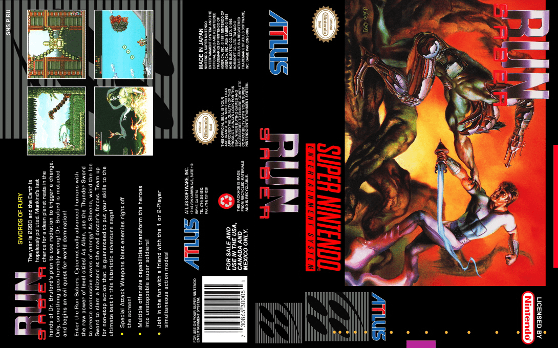 Run Saber [US] snes 1993 Box Art