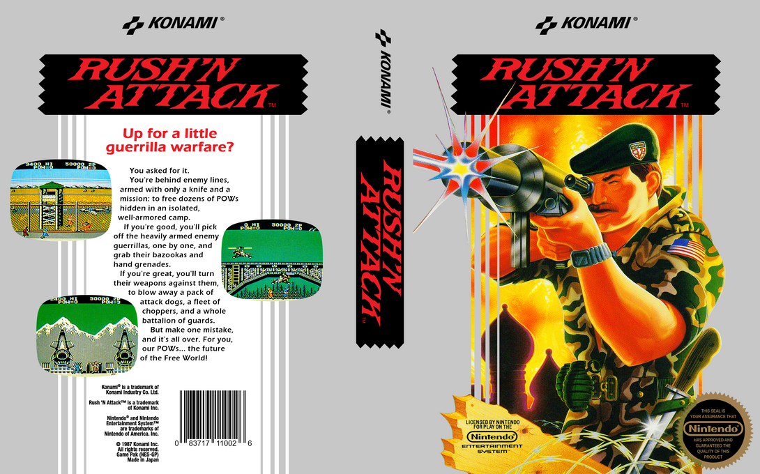 Rush’n Attack [US] nes 1987 Box Art