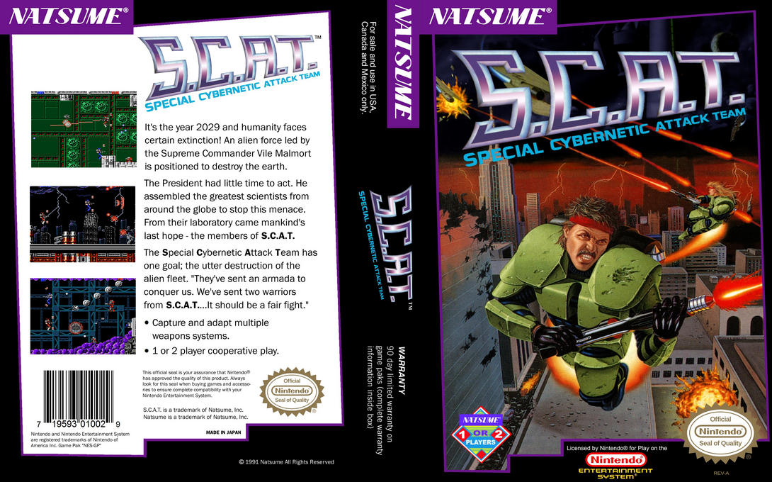 S.C.A.T. : Special Cybernetic Attack Team [US] nes 1991 Box Art