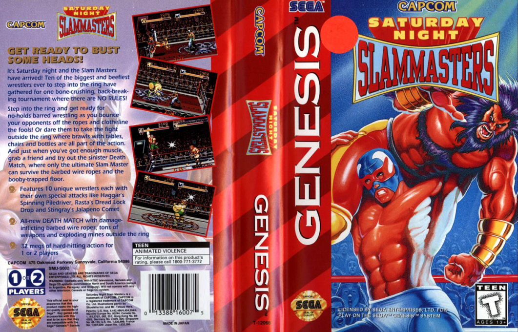 Saturday Night Slammasters [US] segaMD 1994 Box Art