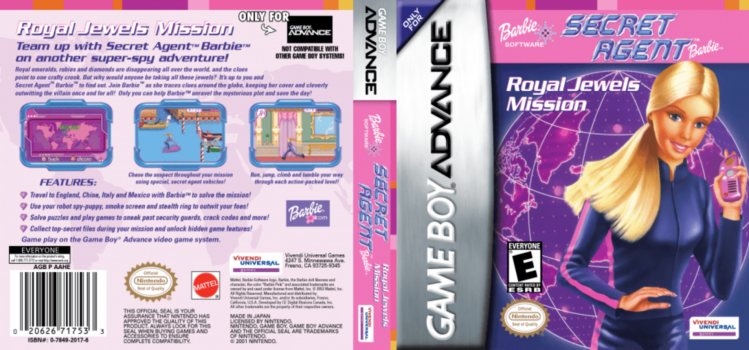 Secret Agent Barbie : Royal Jewels Mission [US] gba 2002 Box Art