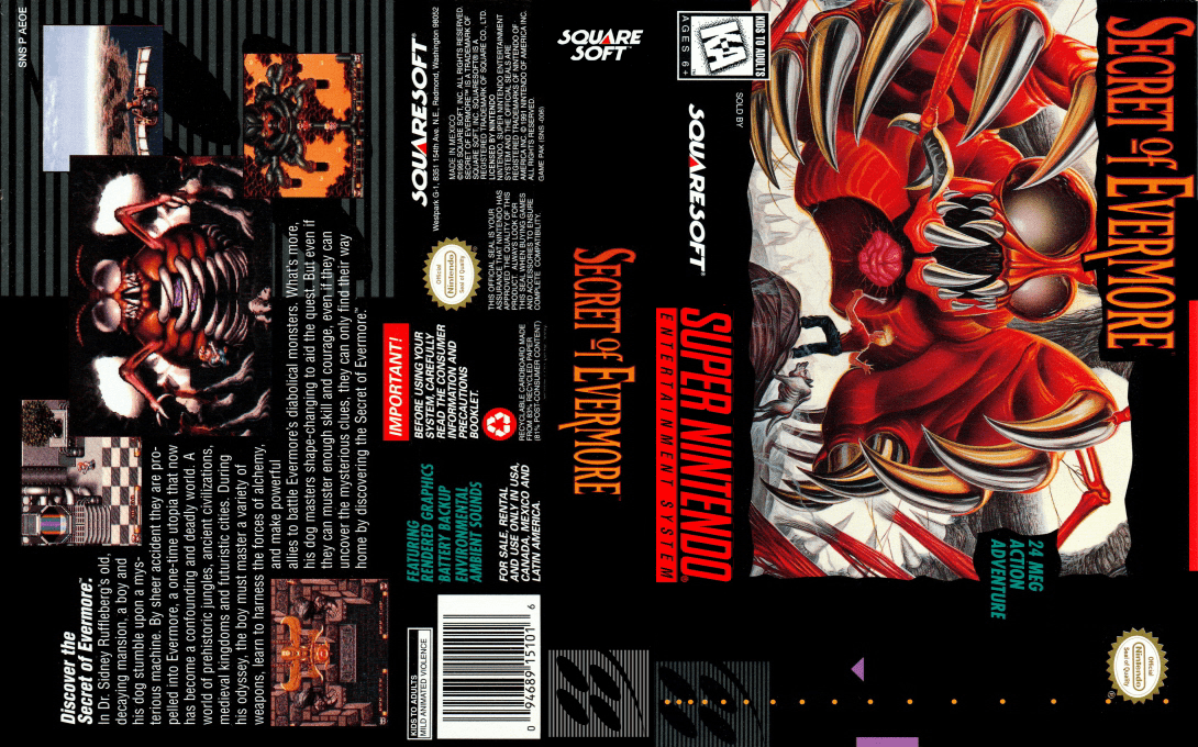 Secret of Evermore [US] snes 1995 Box Art
