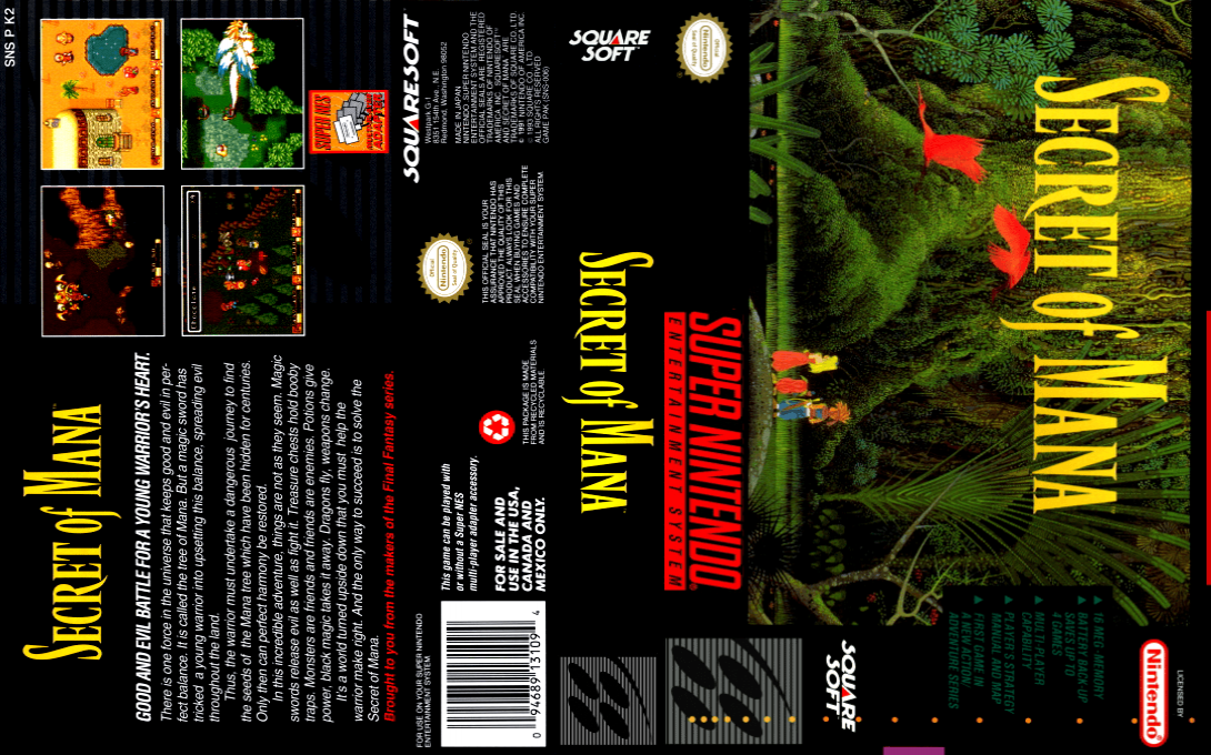 Secret of Mana [US] snes 1993 Box Art