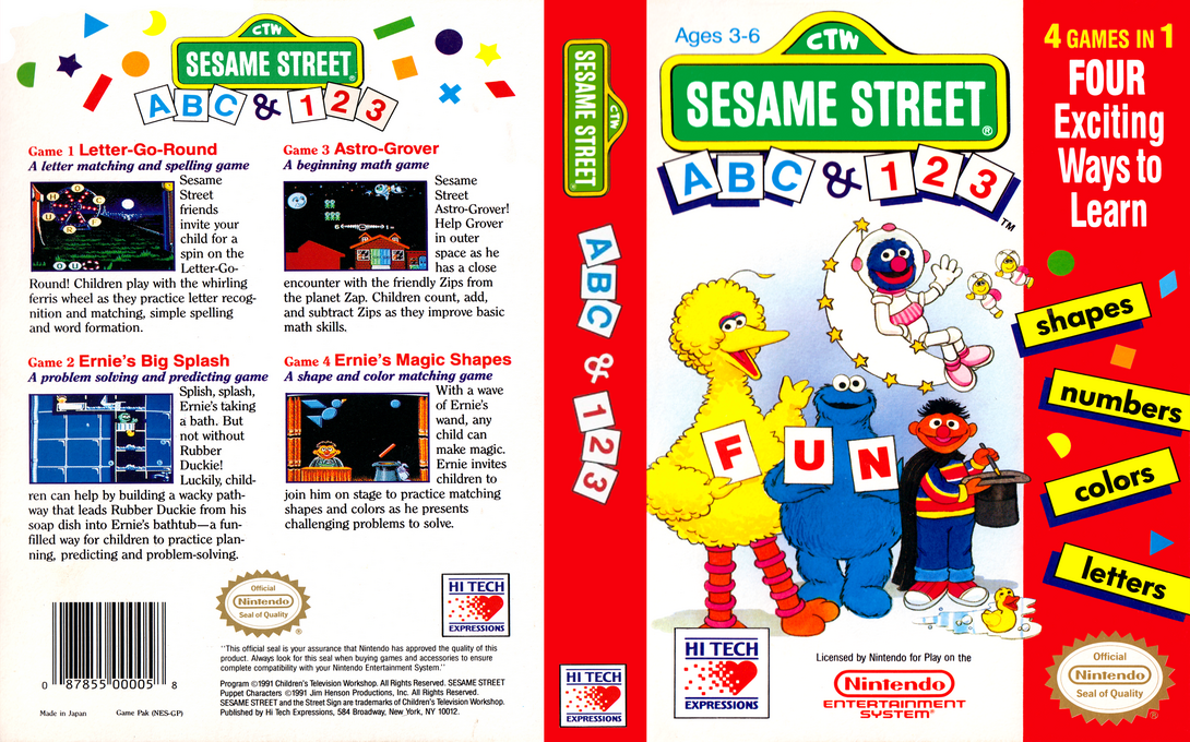Sesame Street ABC & 123 [US] nes 1991 Box Art