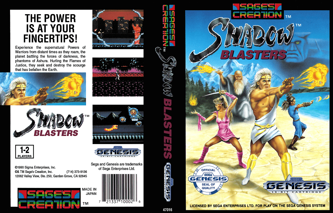 Shadow Blasters [US] segaMD 1990 Box Art