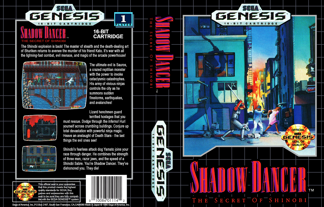 Shadow Dancer : The Secret of Shinobi [WOR] segaMD 1990 Box Art
