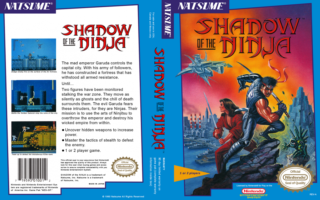 Shadow of the Ninja [US] nes 1990 Box Art