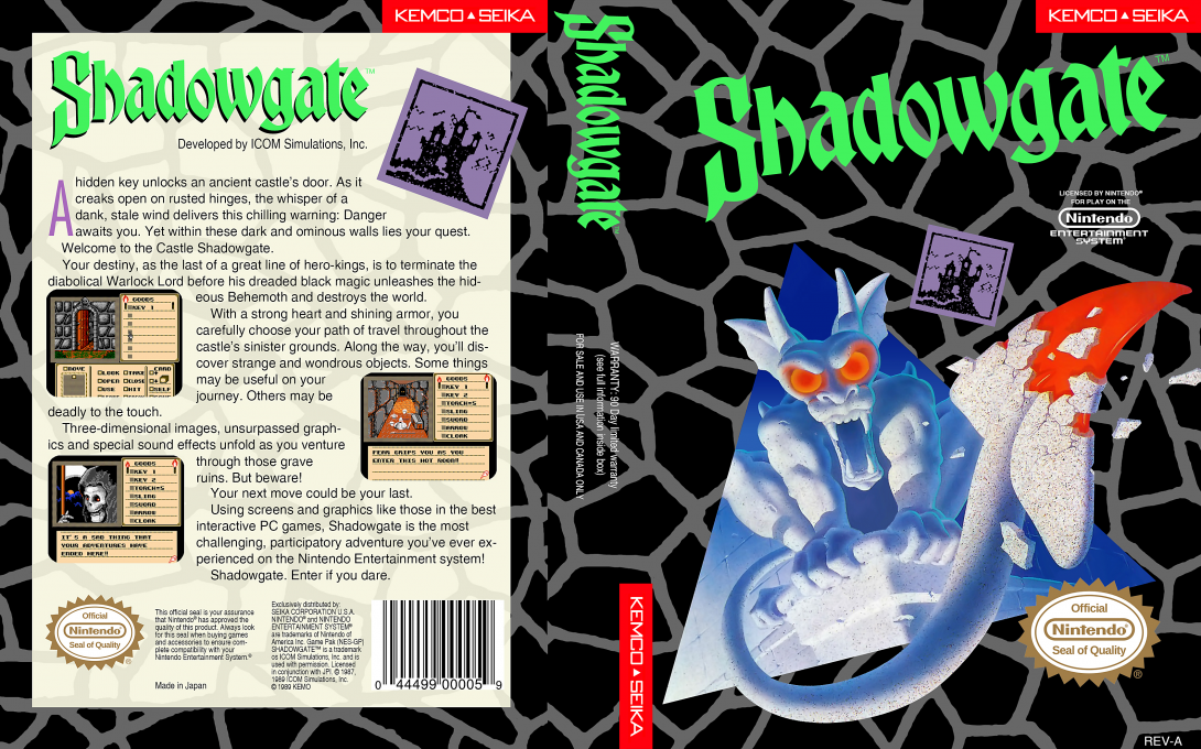 Shadowgate [US] nes 1989 Box Art