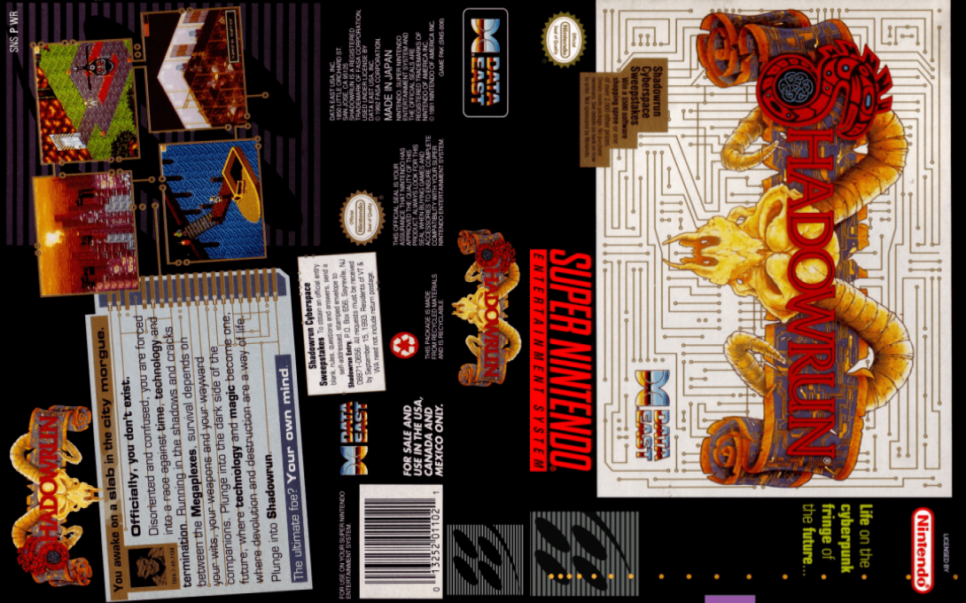 Shadowrun [US] snes 1993 Box Art