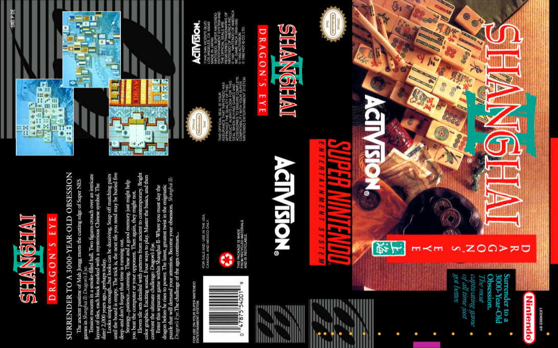 Shanghai II : Dragon’s Eye [US] snes 1993 Box Art