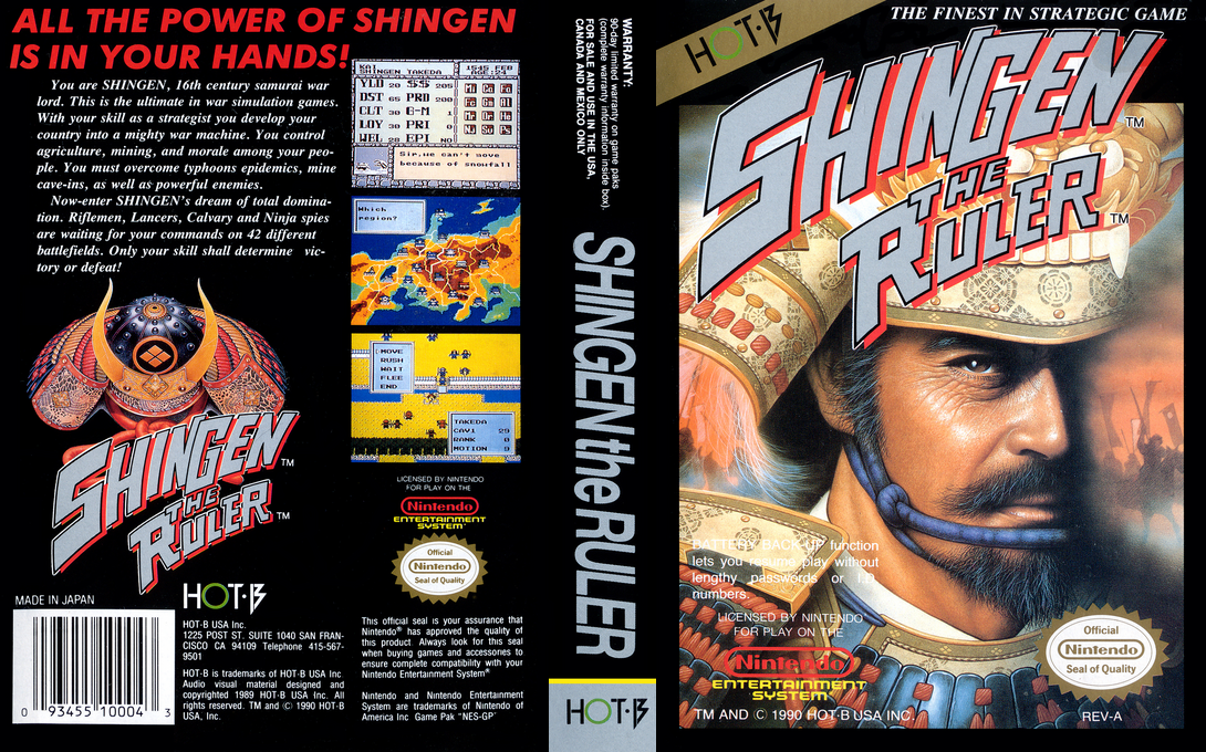 Shingen the Ruler [US] nes 1990 Box Art