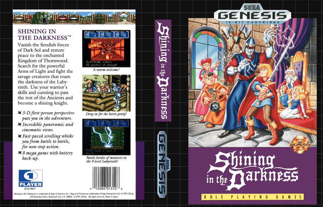 Shining in the Darkness [US,EU] segaMD 1991 Box Art