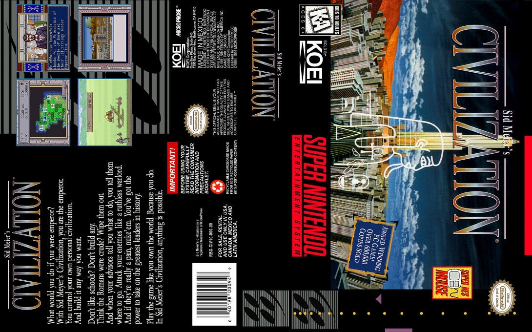 Sid Meier’s Civilization [US] snes 1995 Box Art