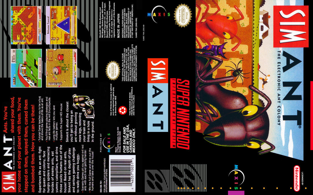 Sim Ant: The Electronic Ant Colony [US] snes 1993 Box Art