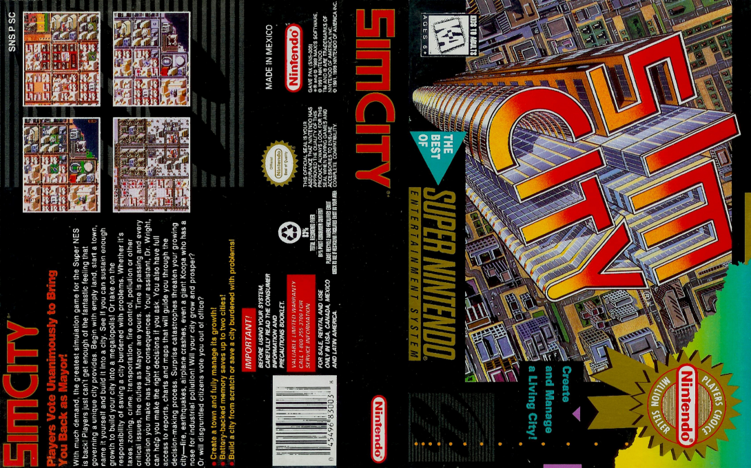 SimCity [US] snes 1991 Box Art