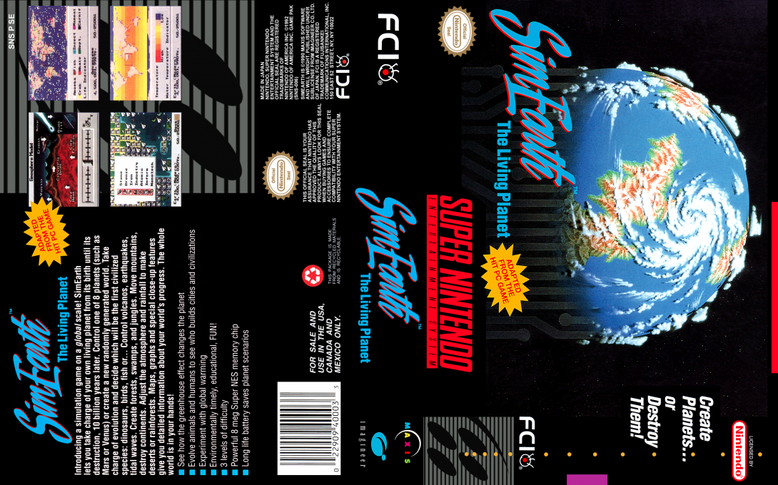 SimEarth : The Living Planet [US] snes 1993 Box Art