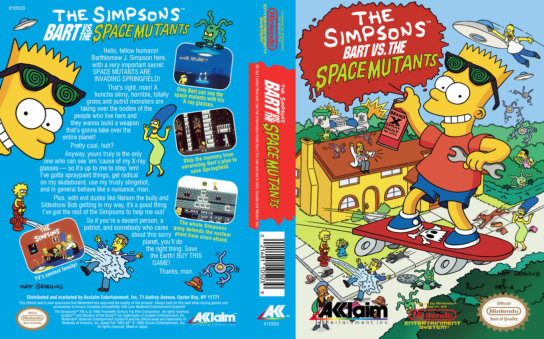The Simpsons : Bart vs. the Space Mutants [US] nes 1991 Box Art