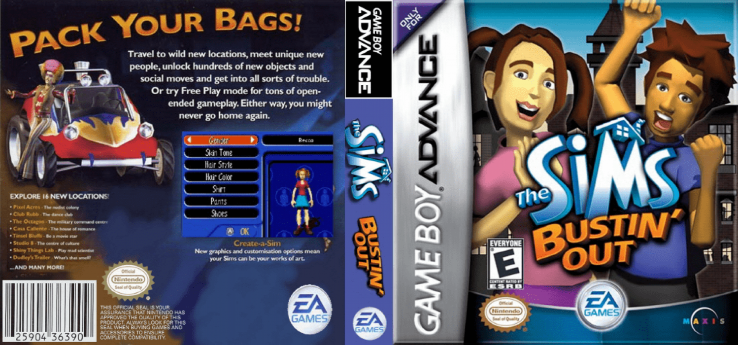 The Sims: Bustin’ Out [US] gba 2003 Box Art