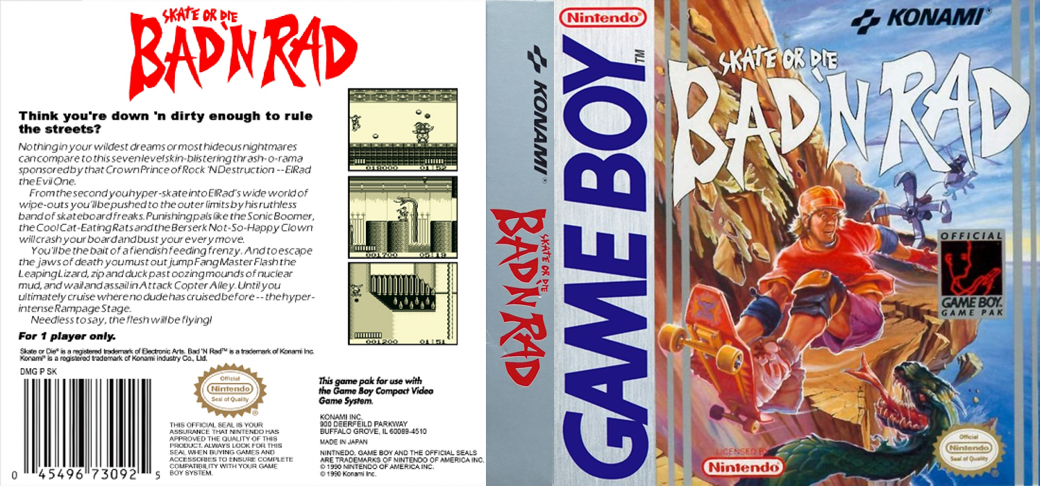 Skate or Die : Bad ‘N Rad [US] gb 1990 Box Art