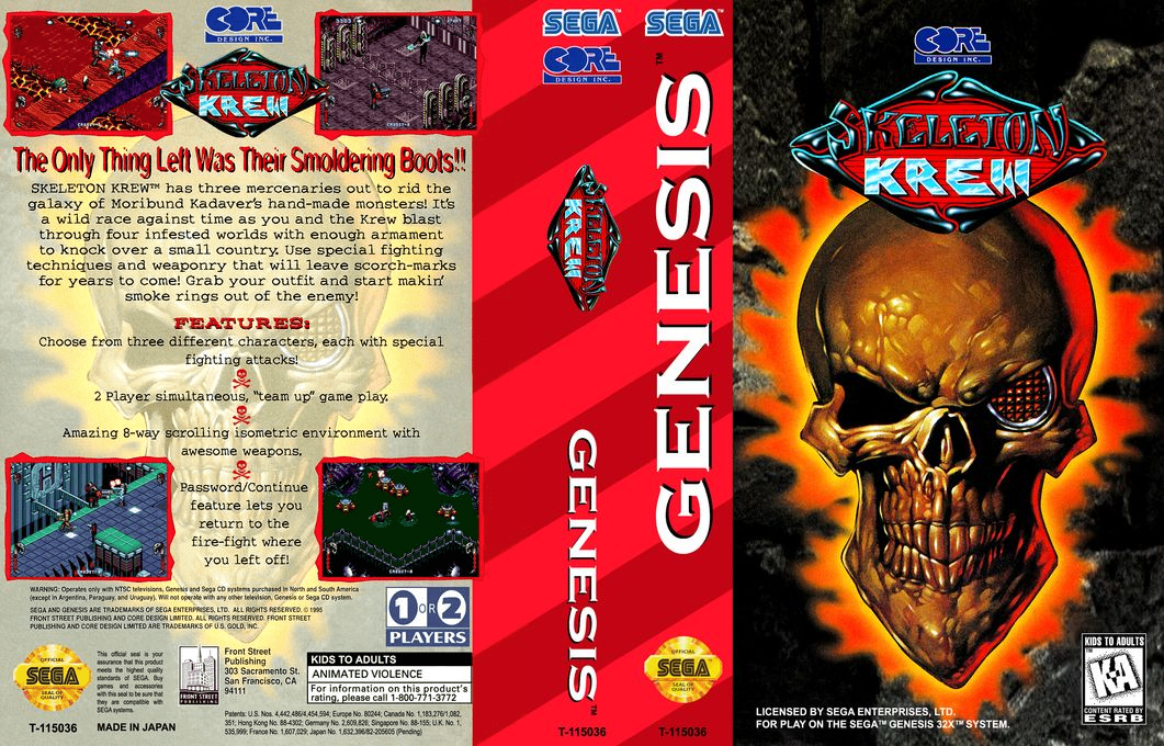Skeleton Krew [US] segaMD 1995 Box Art