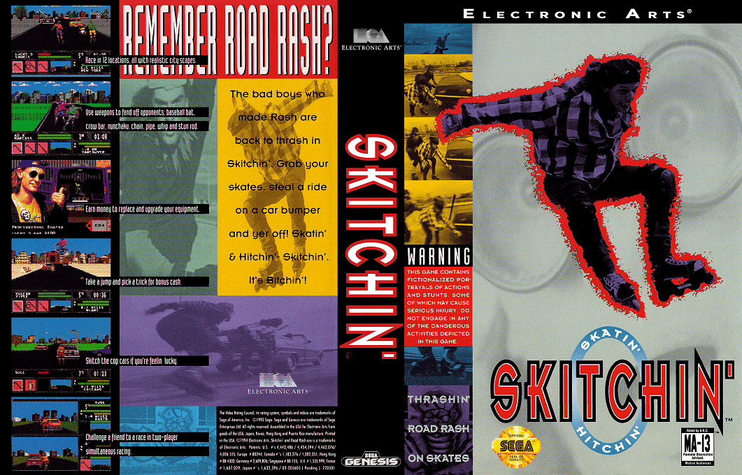 Skitchin’ [US,EU] segaMD 1994 Box Art