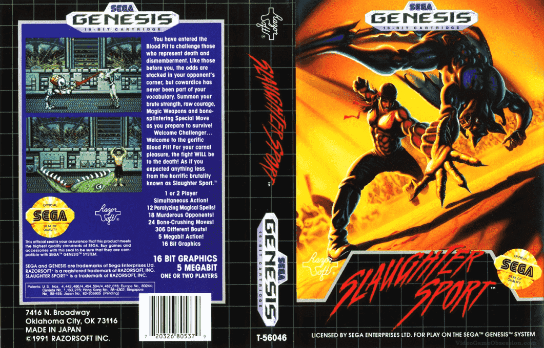 Slaughter Sport [US] segaMD 1991 Box Art