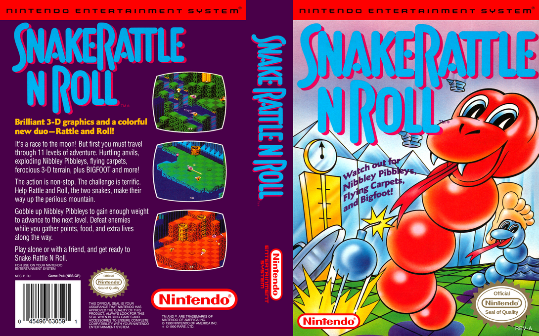 Snake Rattle n Roll [US] nes 1990 Box Art