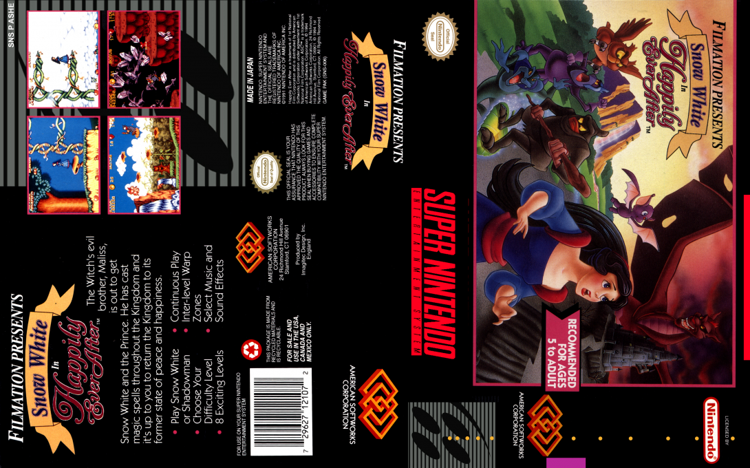Snow White in Happily Ever After [US] snes 1994 Box Art
