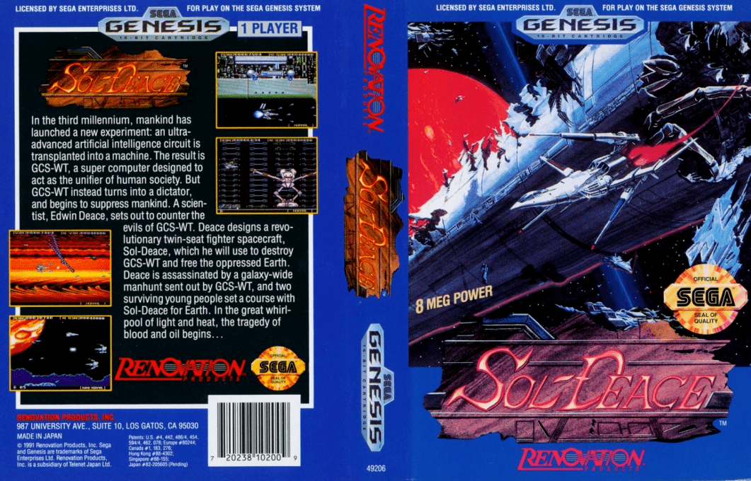 Sol-Deace [US] segaMD 1992 Box Art