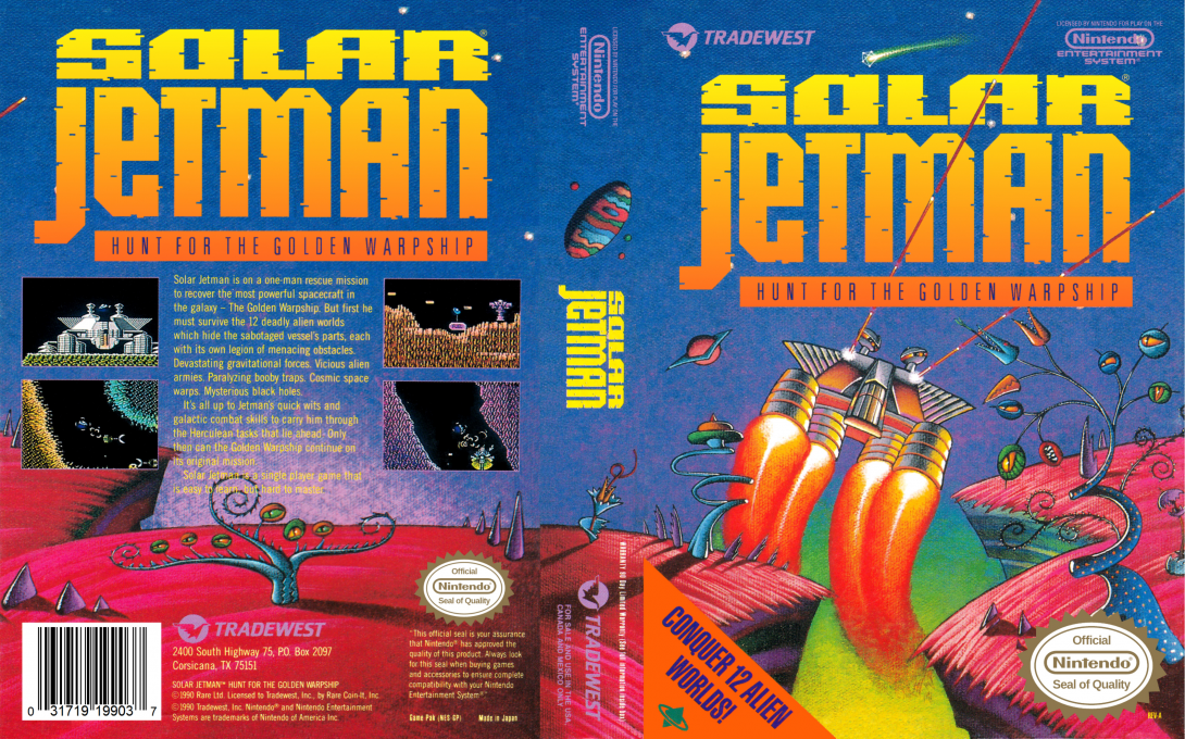 Solar Jetman : Hunt for the Golden Warpship [US] nes 1990 Box Art