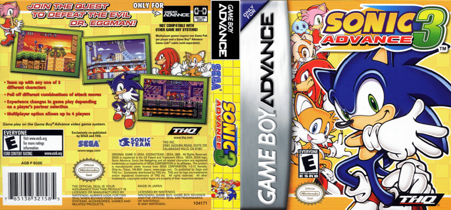 Sonic Advance 3 [US] gba 2004 Box Art