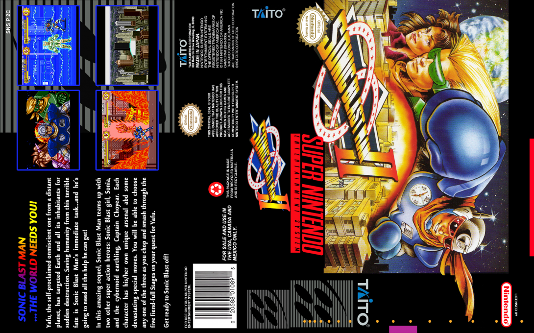 Sonic Blast Man II [US] snes 1994 Box Art